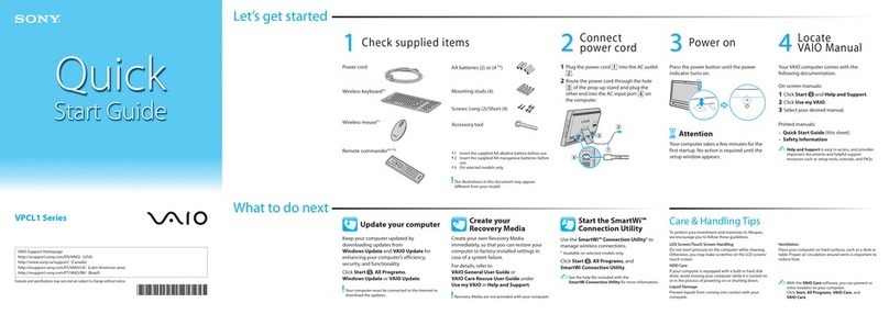 Sony VPCL135FX quick start guide