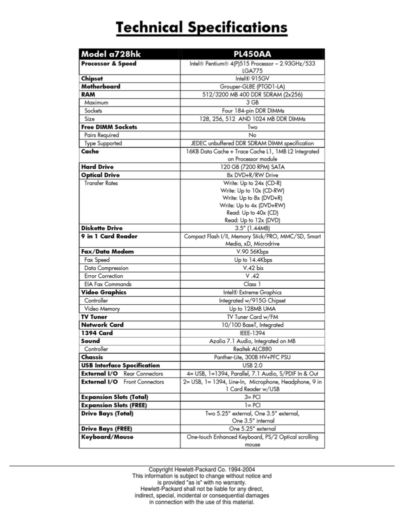 HP Pavilion a700 - Desktop PC User manual