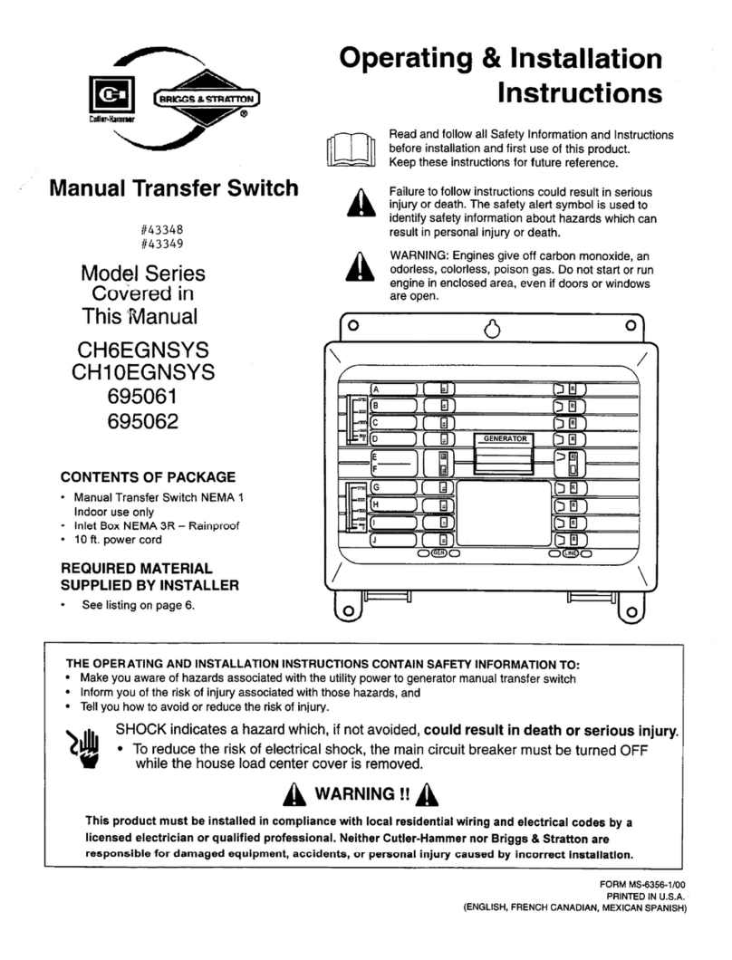 Briggs & Stratton 695061 Series Operating & installation instructions