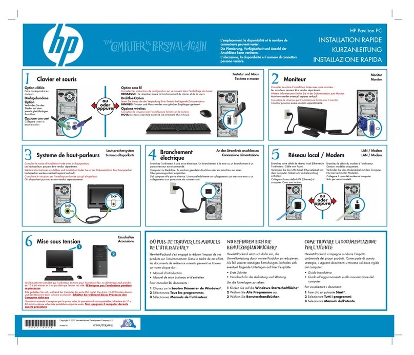 HP Pavilion a6000 installation rapide