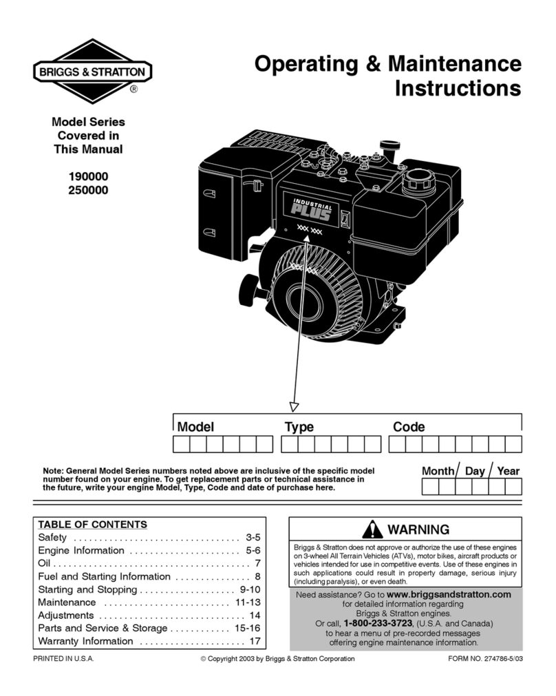 Briggs & Stratton 190000 Series Installation and operation manual