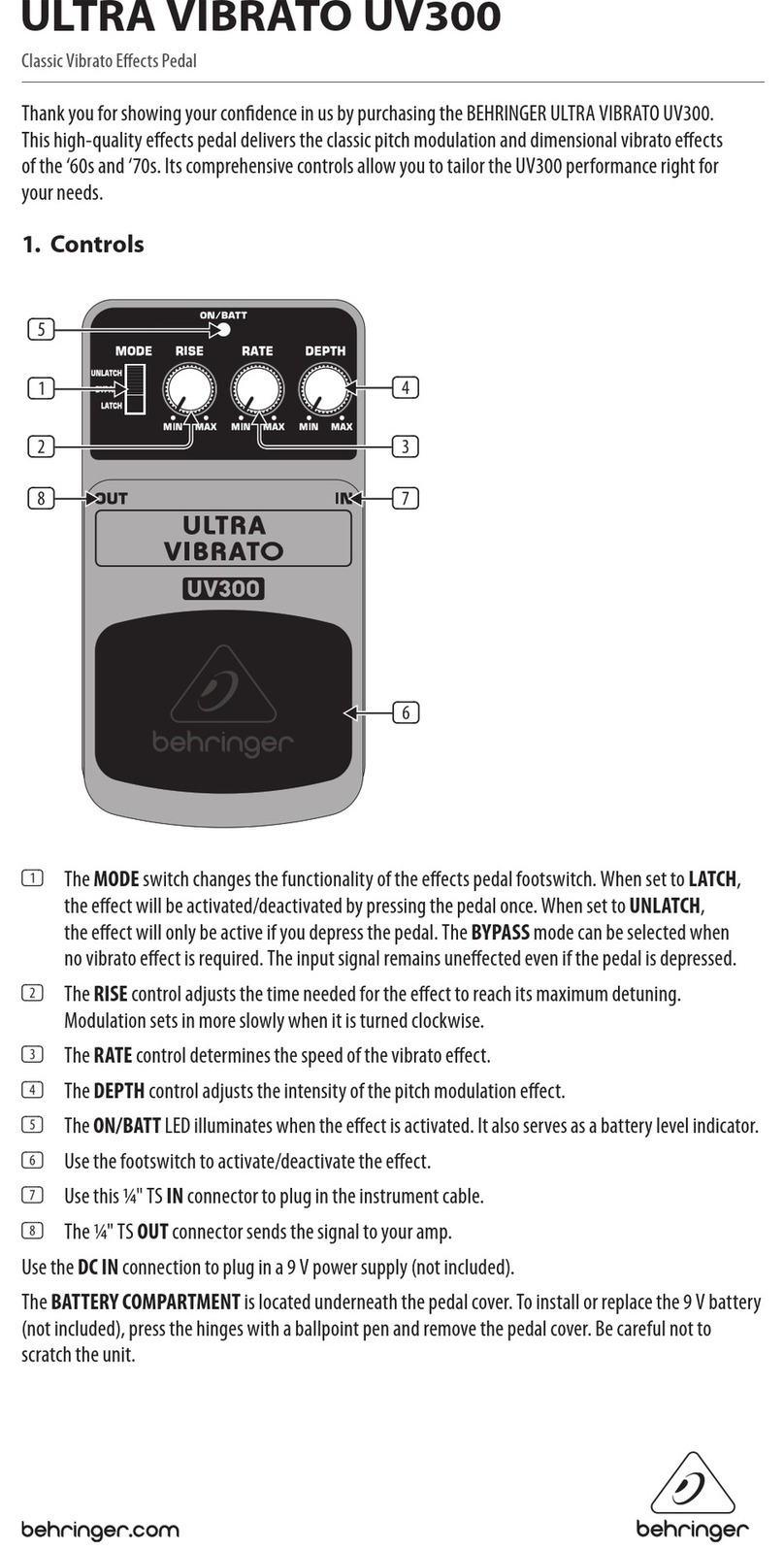 Behringer ULTRA VIBRATO UV300 User manual