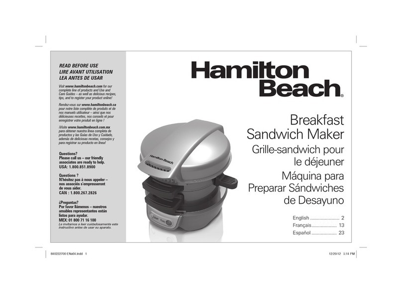 Hamilton Beach 25475 use & care