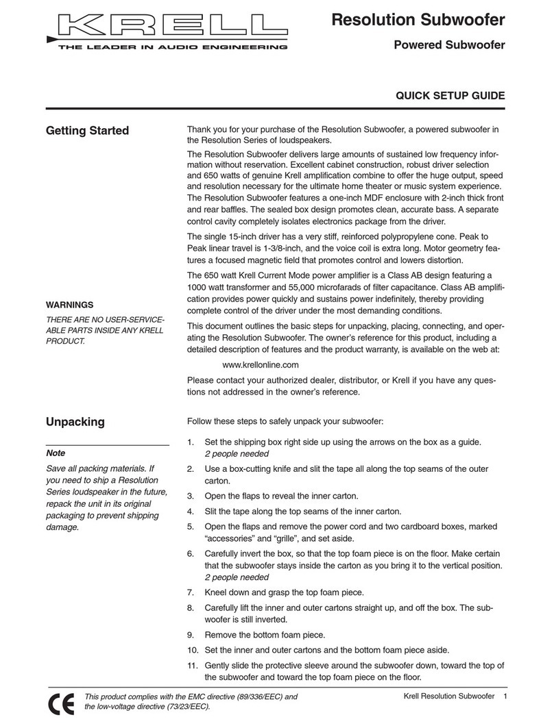 Krell Industries Resolution Quick setup guide