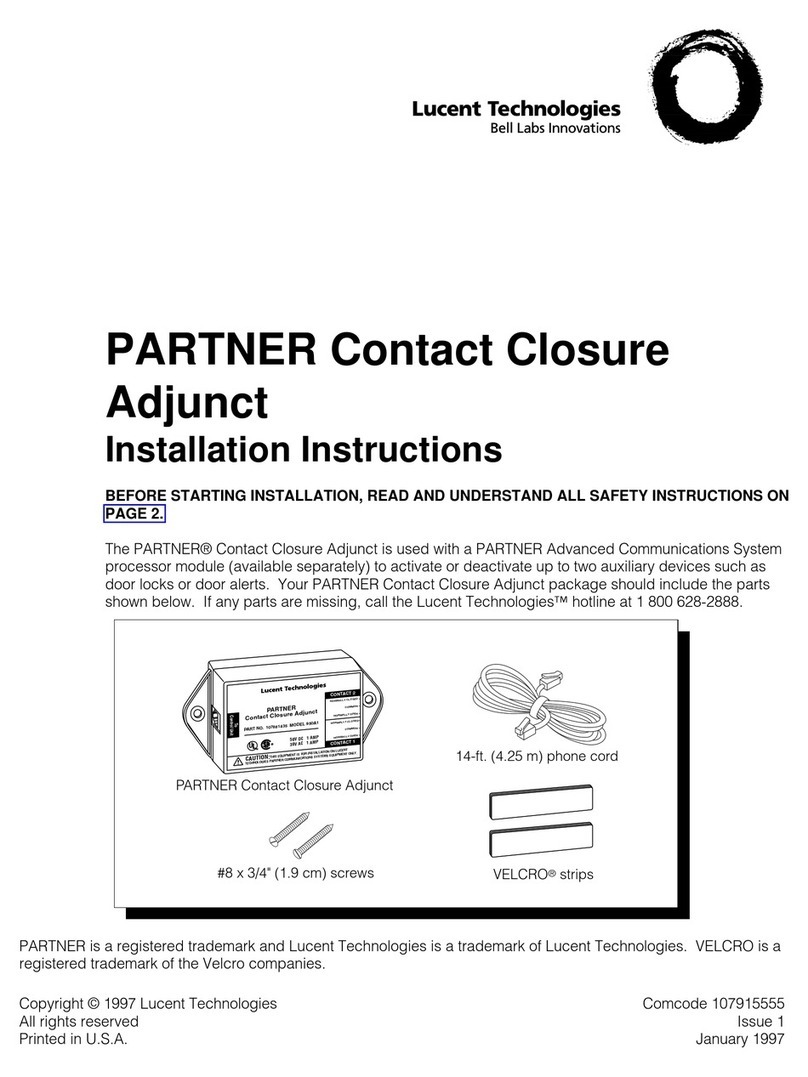 Lucent Technologies PARTNER Contact Closure Adjunct installation instructions
