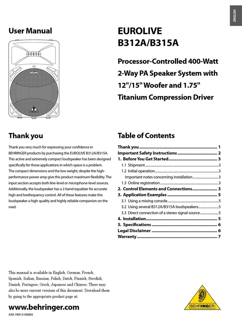 Behringer Eurolive B312A User manual