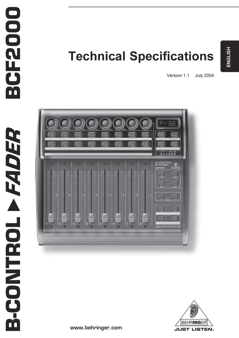 Behringer B-Control Fader BCF2000 User manual