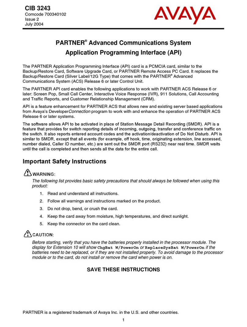 Avaya PARTNER Advanced Communications System Technical specifications