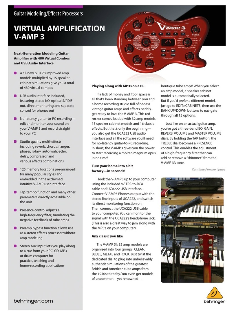 Behringer Virtual Amplification V-AMP 3 User manual