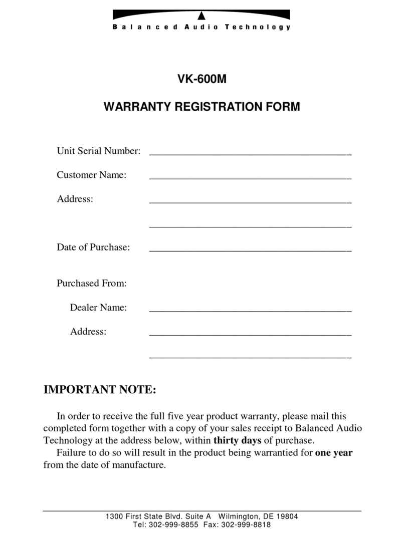 Balanced Audio Technology VK-600M User manual