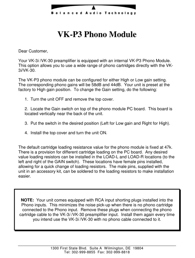 Balanced Audio Technology VK-P3 instructions