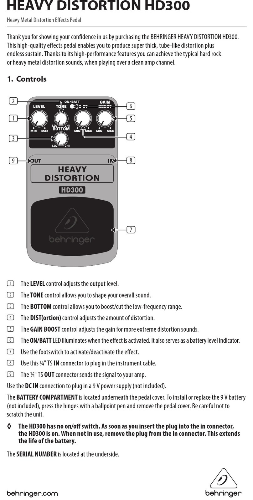 Behringer HEAVY DISTORTION HD300 manual