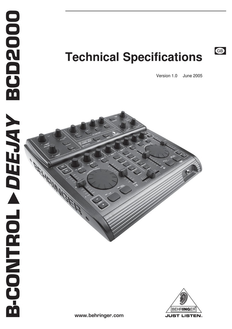 Behringer B-CONTROL DEEJAY BCD2000 Technical specifications