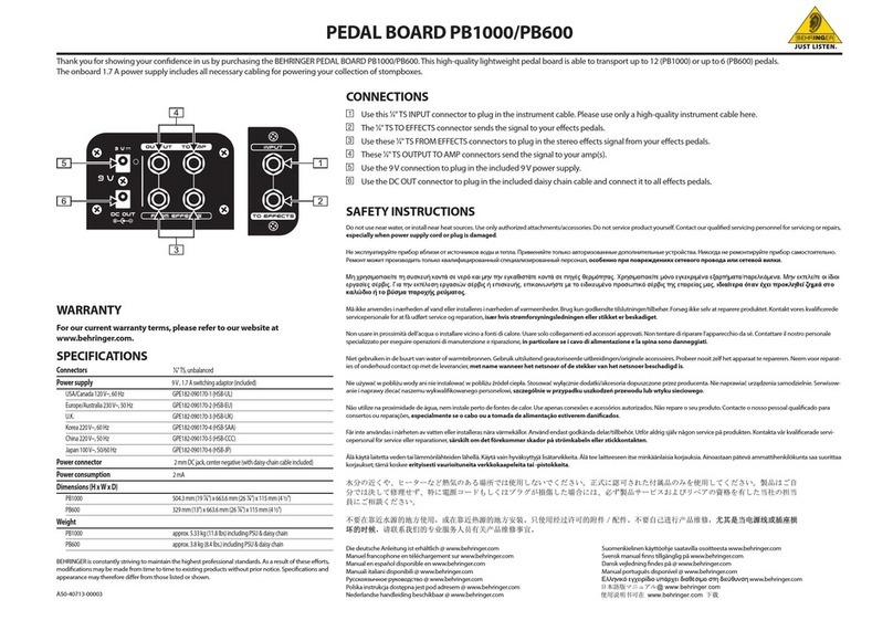 Behringer PEDAL BOARD PB1000 User manual
