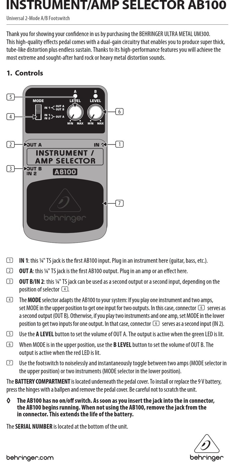 Behringer INSTRUMENT/AMP SELECTOR AB100 user guide