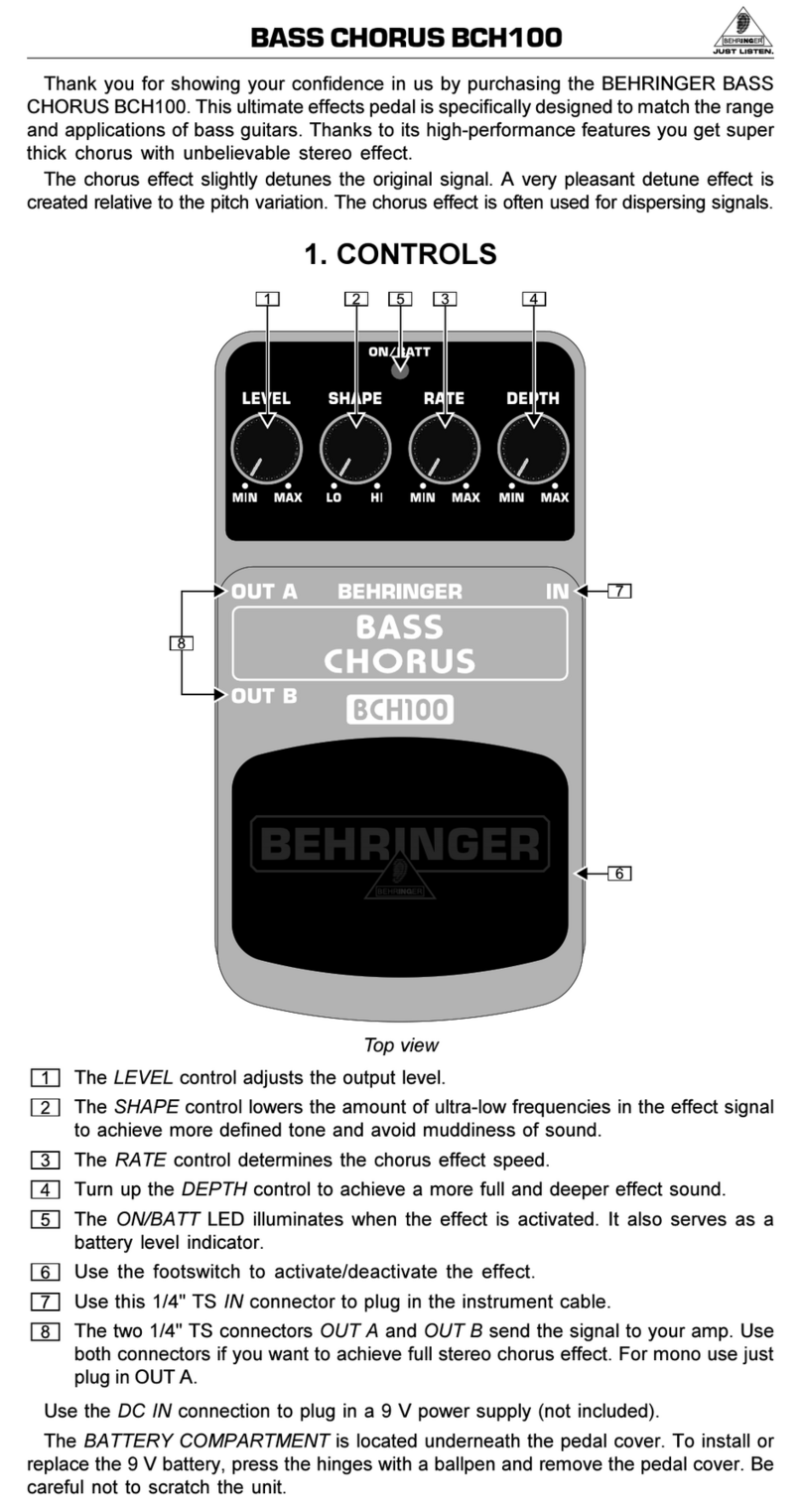 Behringer Bass Chorus BCH100 User manual
