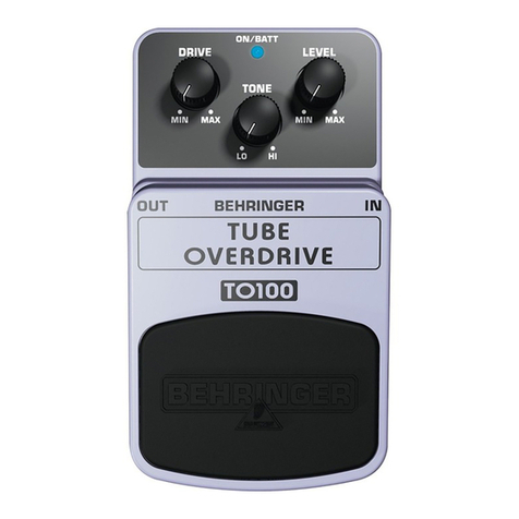 Behringer TUBE OVERDRIVE TO100 User manual