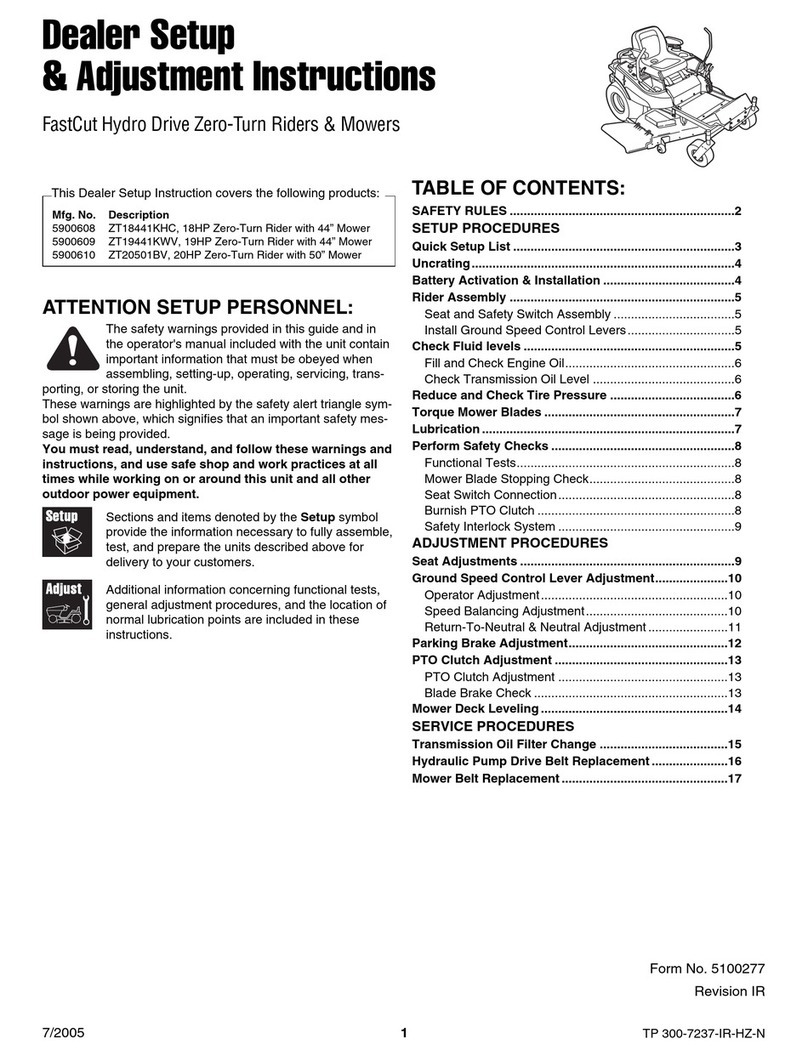 Simplicity Snapper ZT18441KHC Setup & adjustment instructions