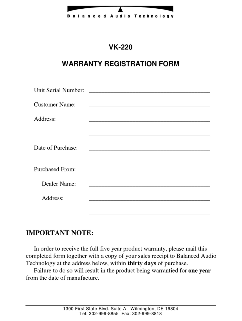 Balanced Audio Technology VK-220 User manual
