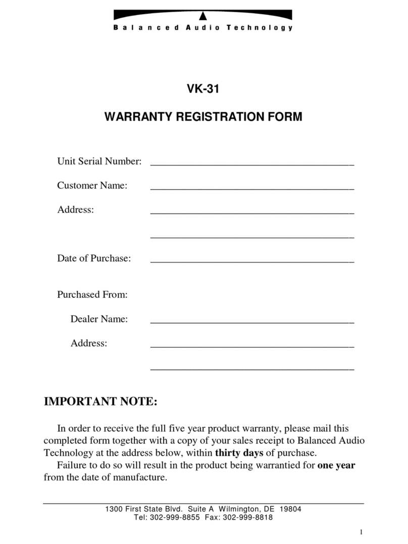 Balanced Audio Technology VK-31 User manual
