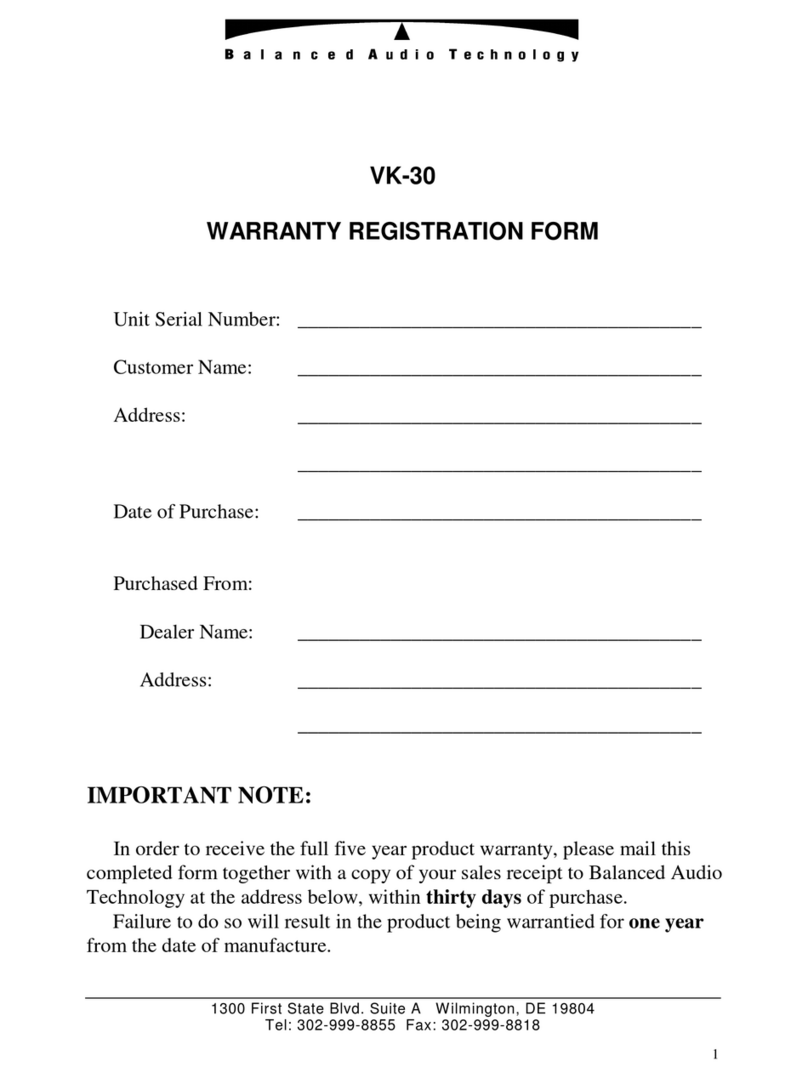 Balanced Audio Technology VK-30 User manual Balanced Audio Technology VK-30 User manual