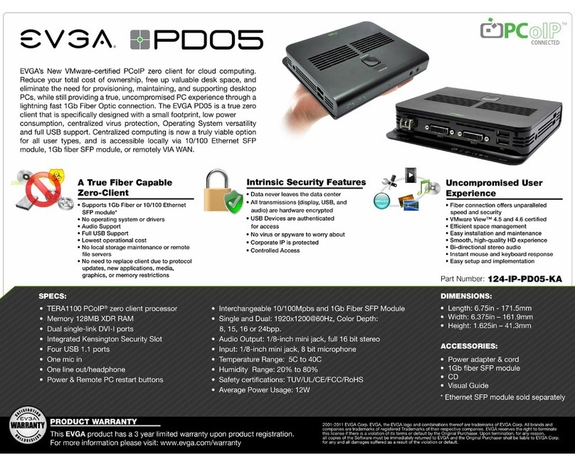 EVGA PD05 PCoIP Zero Client TAA Compliant specification