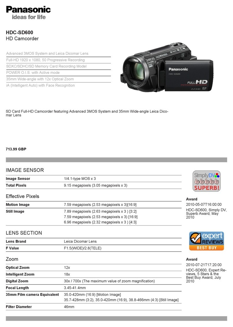 Panasonic HDCSD600K User manual