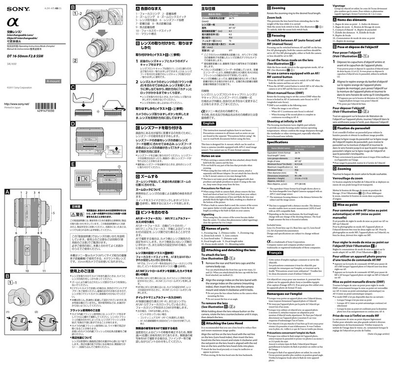 Sony Alpha SAL1650 operating instructions