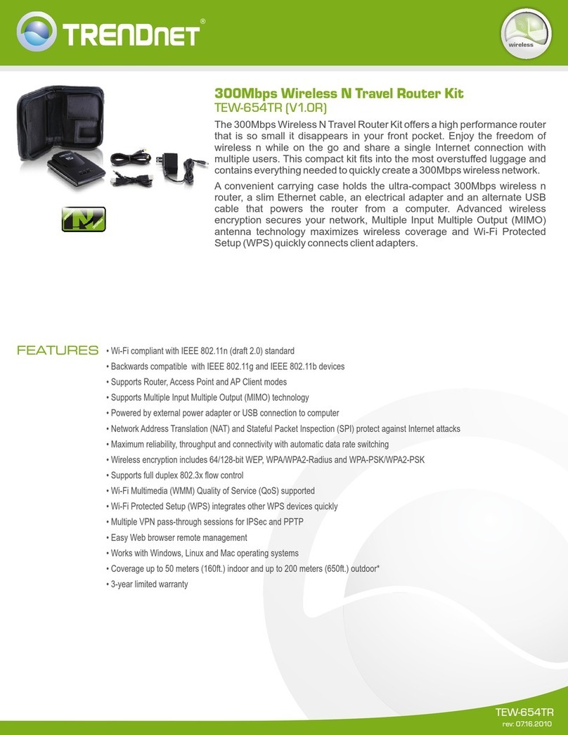 TRENDnet TEW-654TR - 300Mbps Wireless N Travel Router User manual TRENDnet TEW-654TR - 300Mbps Wireless N Travel Router User manual