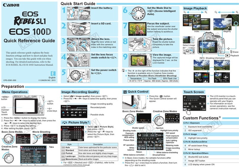 Canon EOS Rebel SL1 18-55mm IS STM Kit User manual