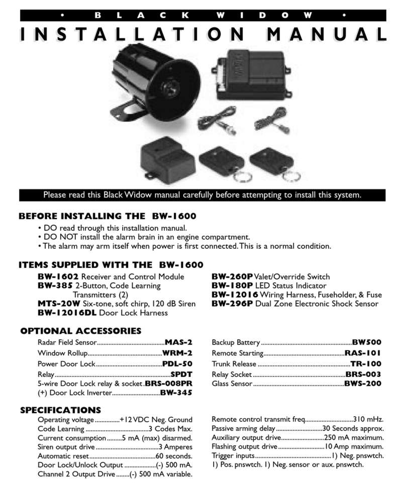 Black Widow Security BW-1600 installation manual