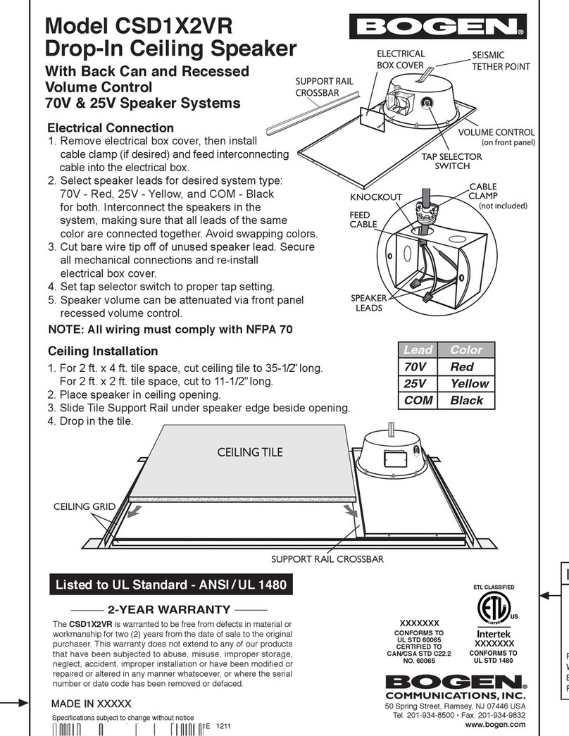 Bogen CSD1X2VR User manual