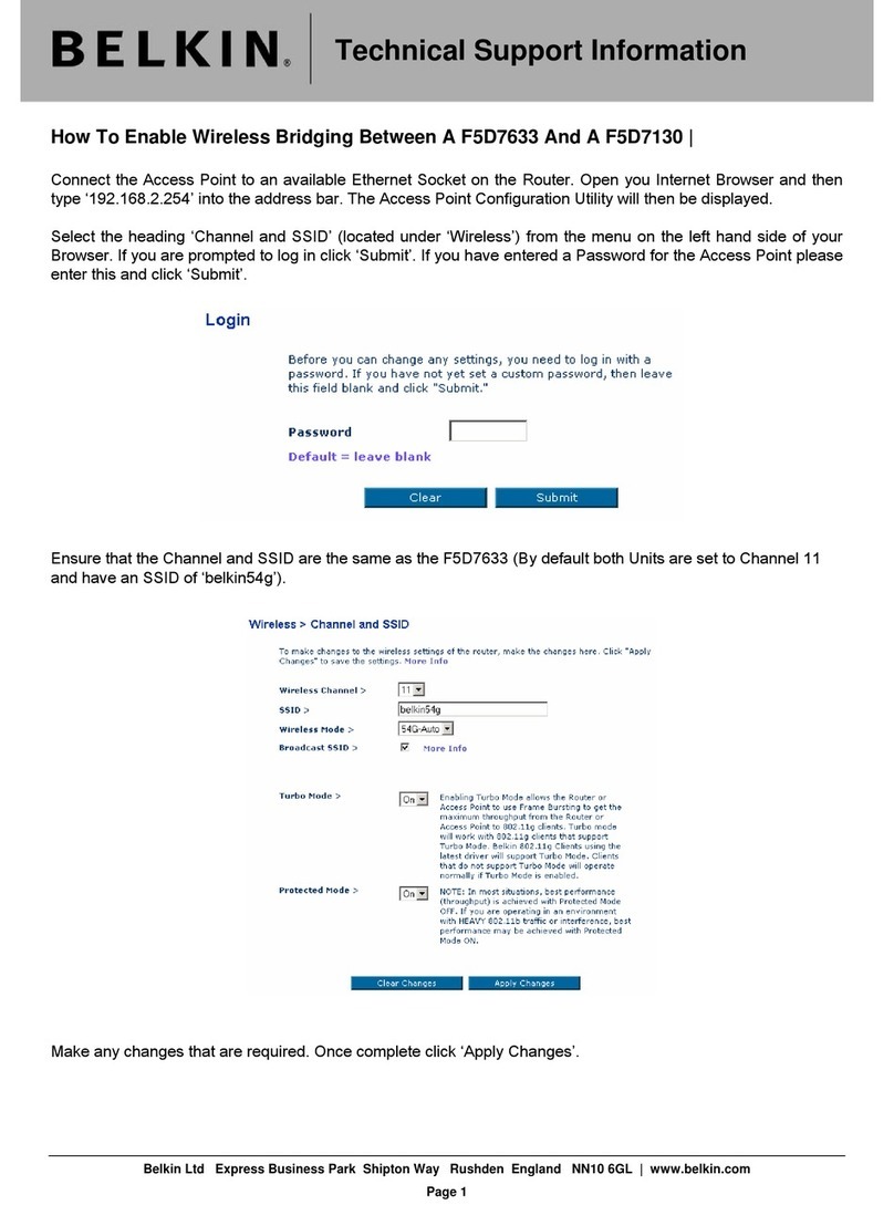 Belkin F5D7130 - Wireless G Access Point Technical support information