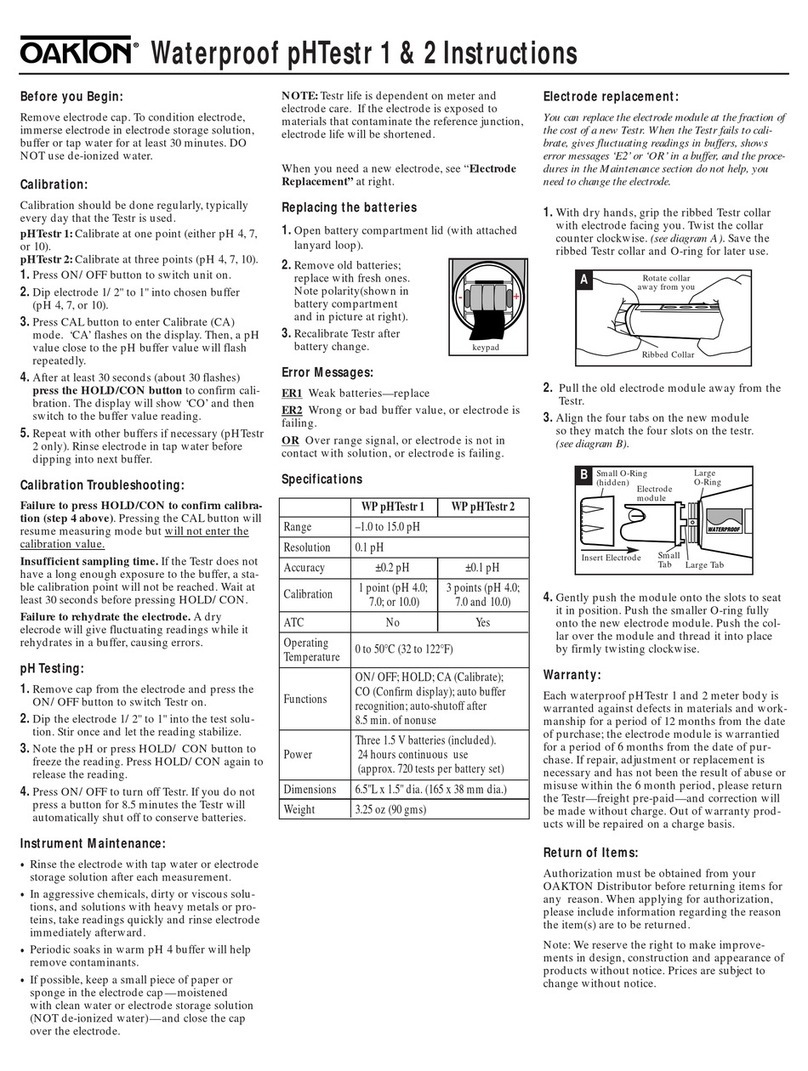Oakton pHTestr 1 instructions