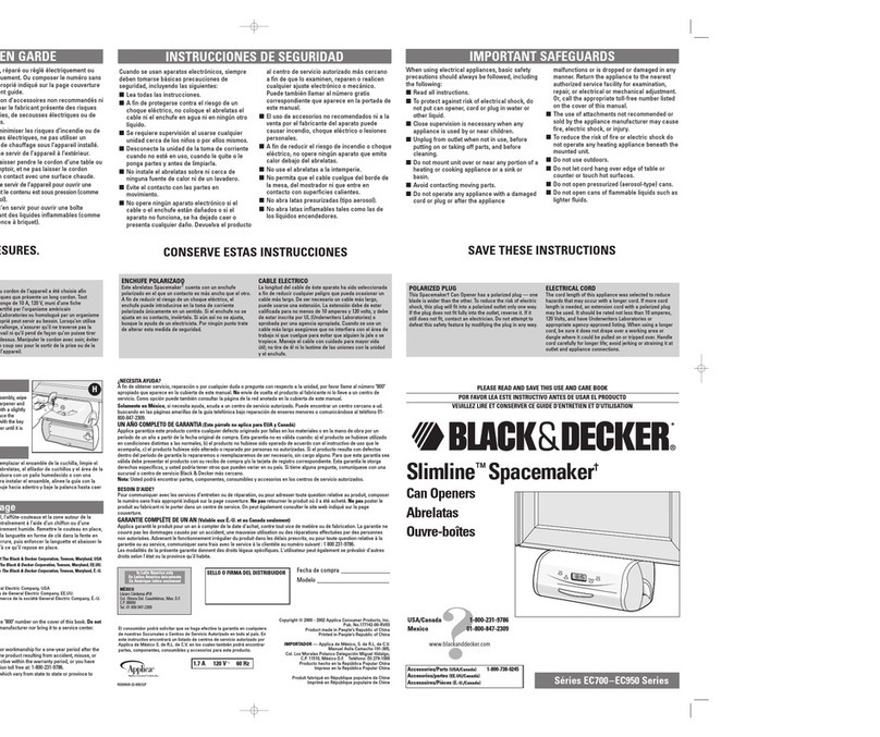 Black & Decker Slimline EC700 Installation instructions