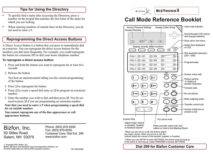 Bizfon BIZTouch 3 Reference booklet