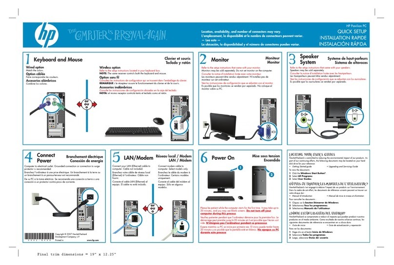 HP Pavilion Slimline s3100 - Desktop PC Specification sheet