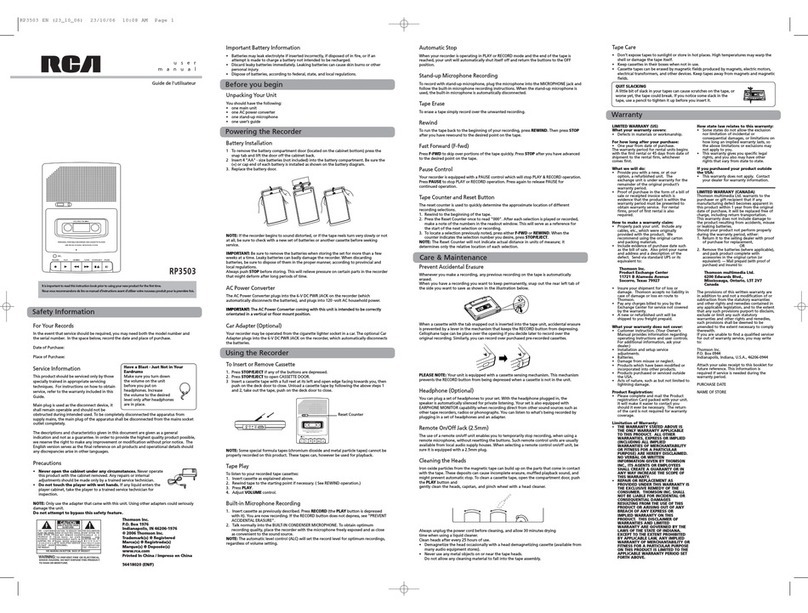 RCA RP3503 User manual