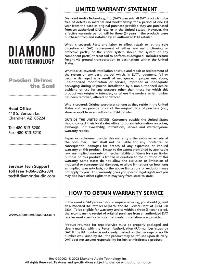 Diamond Audio Technology D5 1200.1 User manual