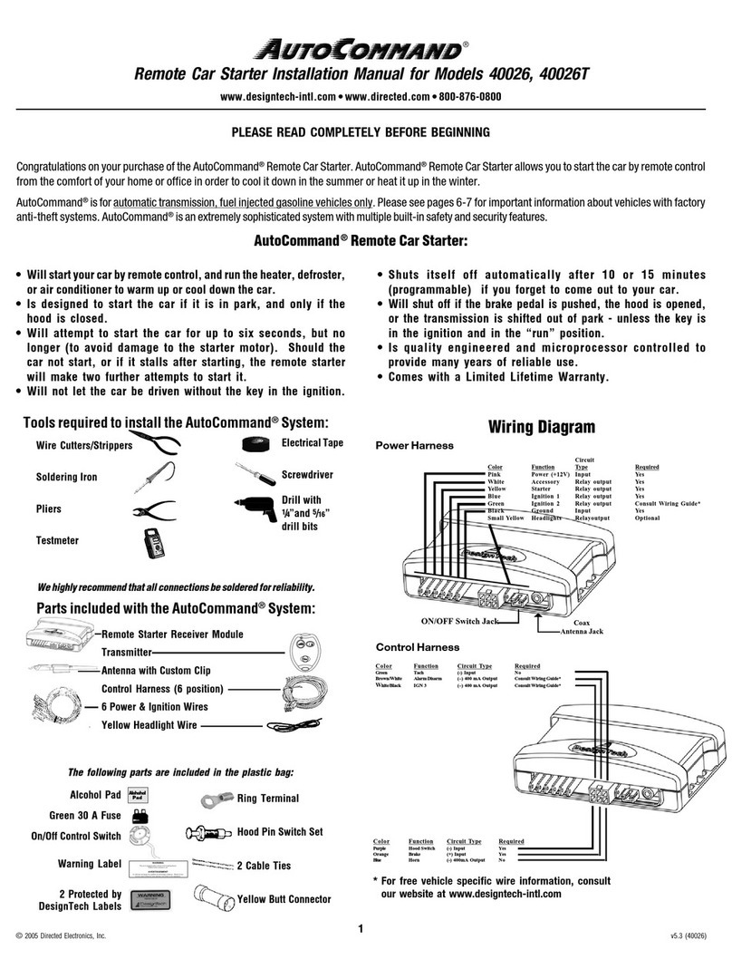 Directed Electronics AutoCommand 40026 User manual