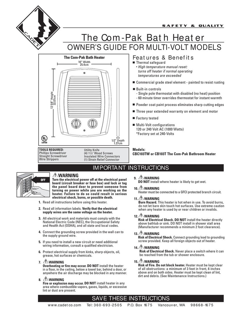 Cadet The Com-Pak Bath Heater CB103T owner's guide