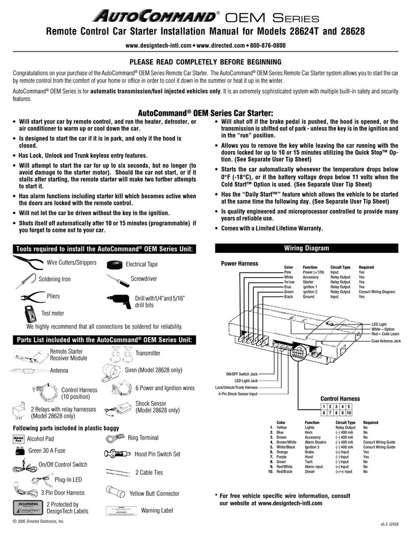 Directed Electronics AutoCommand 28624T User manual