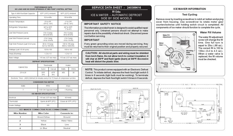 Frigidaire R134a Service data sheet
