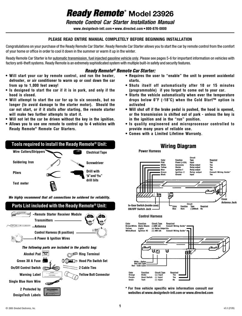 Directed Electronics Ready Remote 23926 User manual