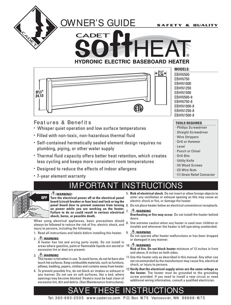 Cadet Softheat EBHN500 User manual