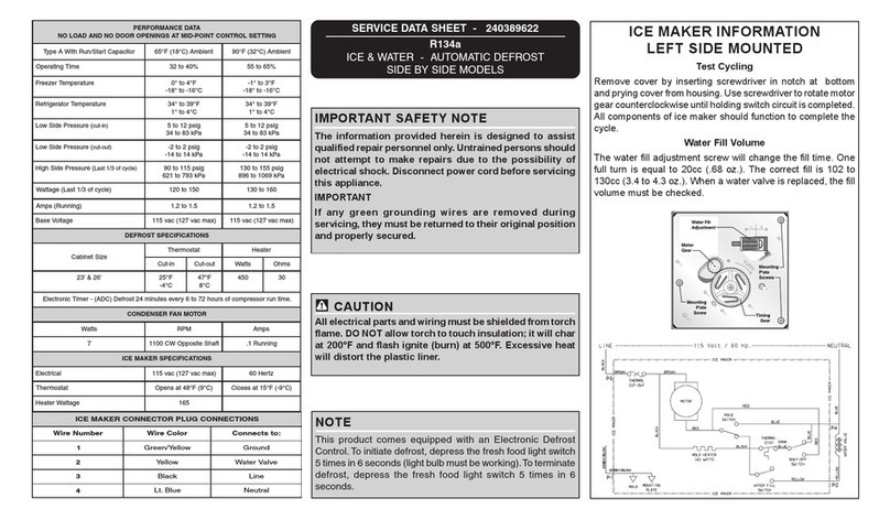 Frigidaire FRS6B5EEQ1 Service Service data sheet
