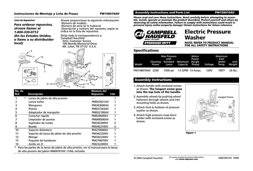 Campbell Hausfeld PW158010AV Datasheet Campbell Hausfeld PW158010AV Datasheet