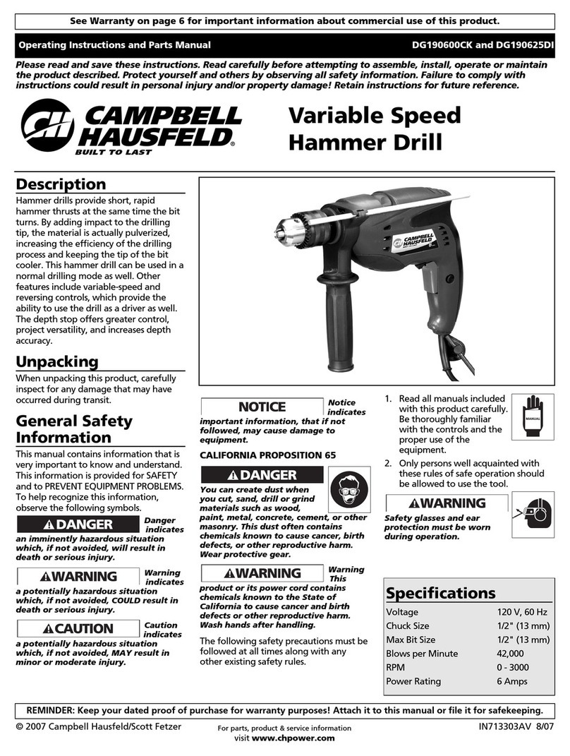 Campbell Hausfeld DG190600CK S Operating instructions and parts manual Campbell Hausfeld DG190600CK S Operating instructions and parts manual