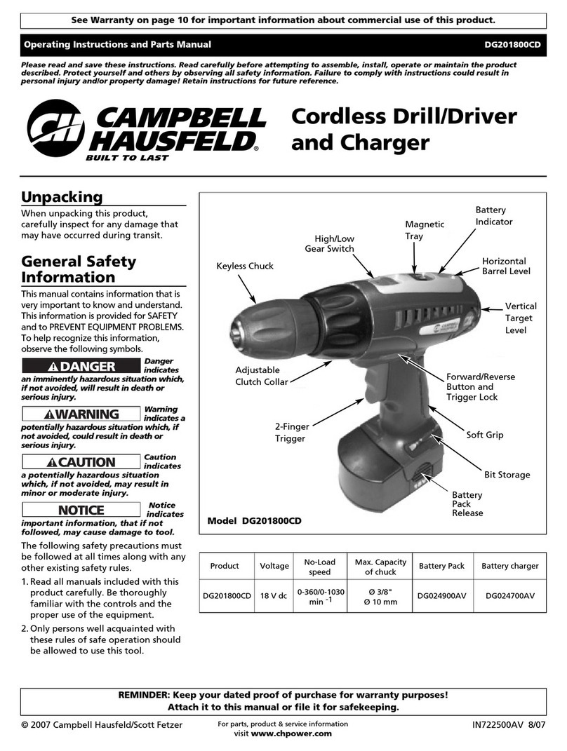 Campbell Hausfeld DG201800CD Operating instructions and parts list Campbell Hausfeld DG201800CD Operating instructions and parts list