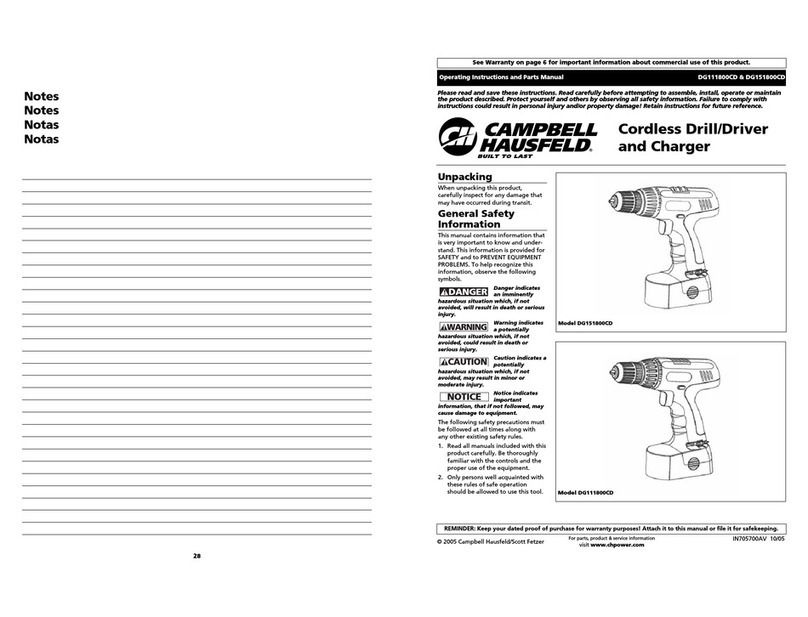 Campbell Hausfeld DG111800CD Operating instructions and parts manual